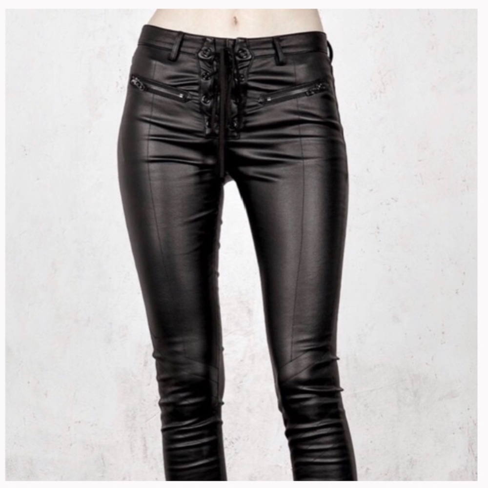 Black Faux Leather Trousers/Pants